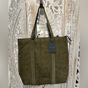 John Varvatos Khaki Green Camo Tote Bag